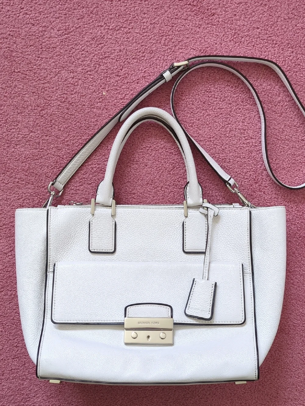 Michael Michael Kors White Leather Audrey Satchel